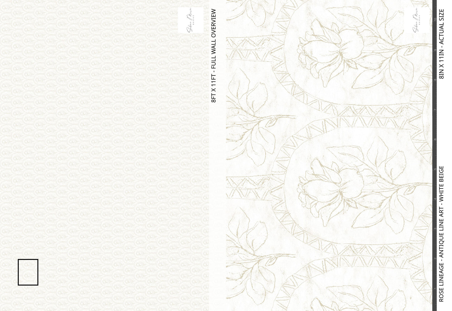 Rose Lineage - Antique Line Art - White Beige