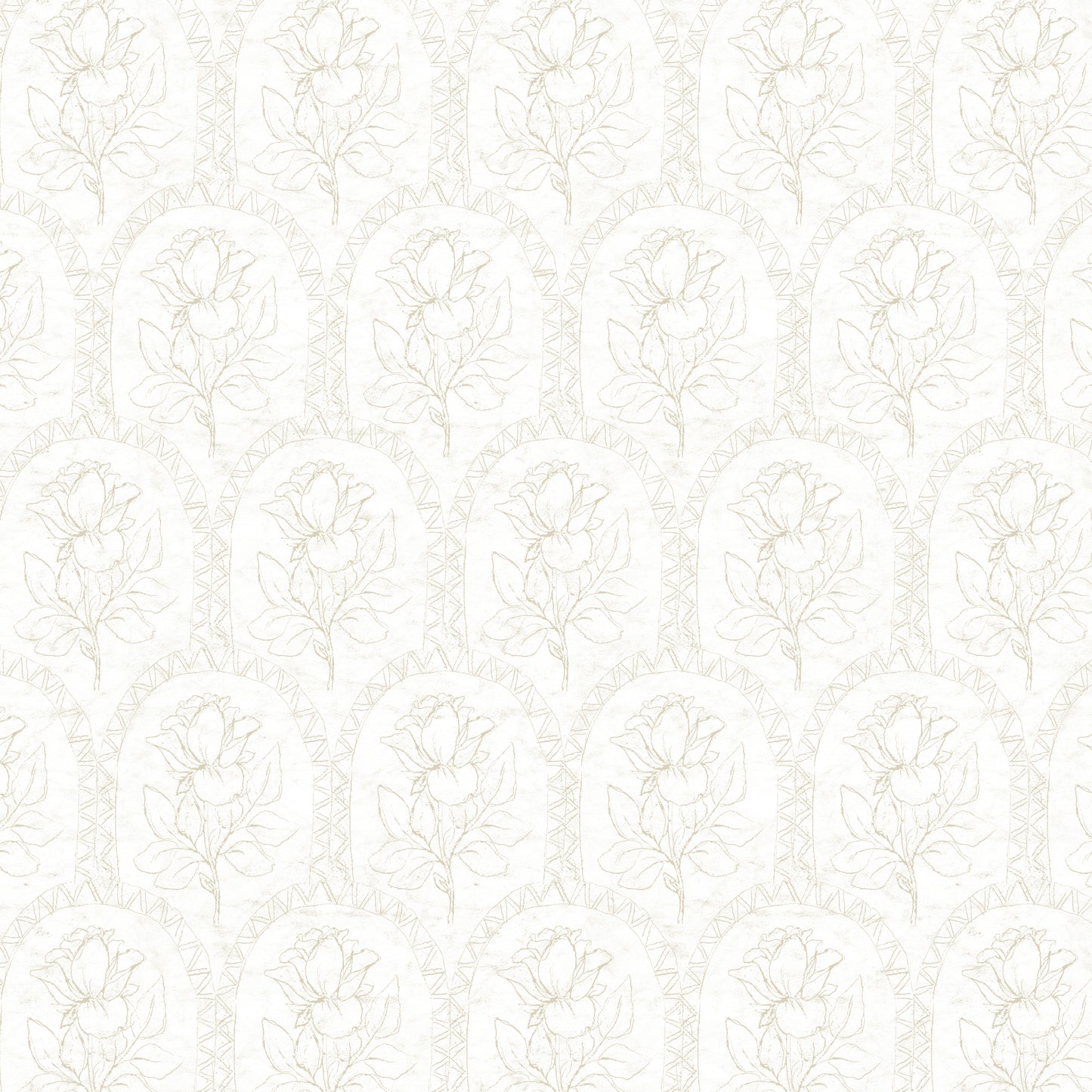 Rose Lineage - Antique Line Art - White Beige