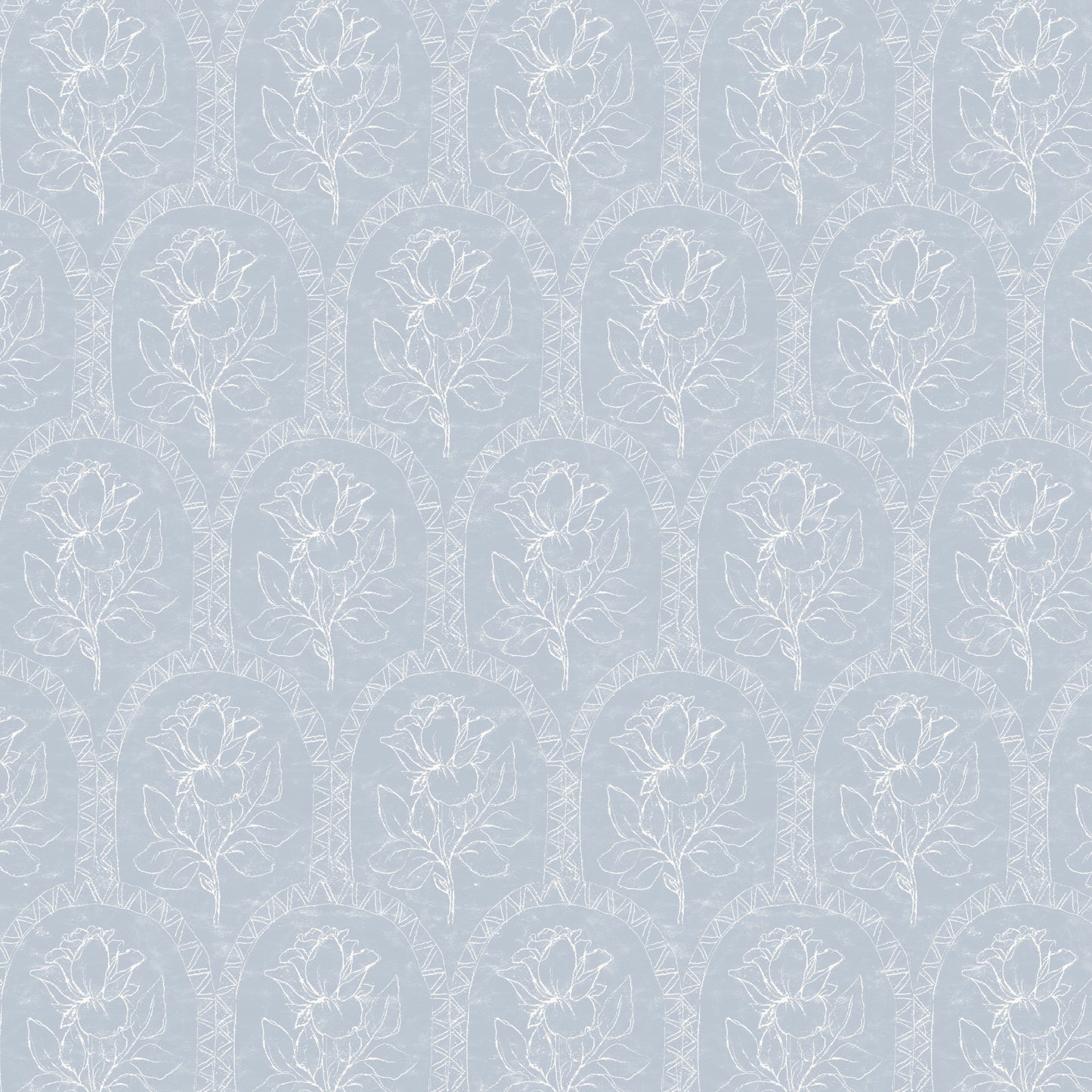 Rose Lineage - Antique Line Art - White Blue