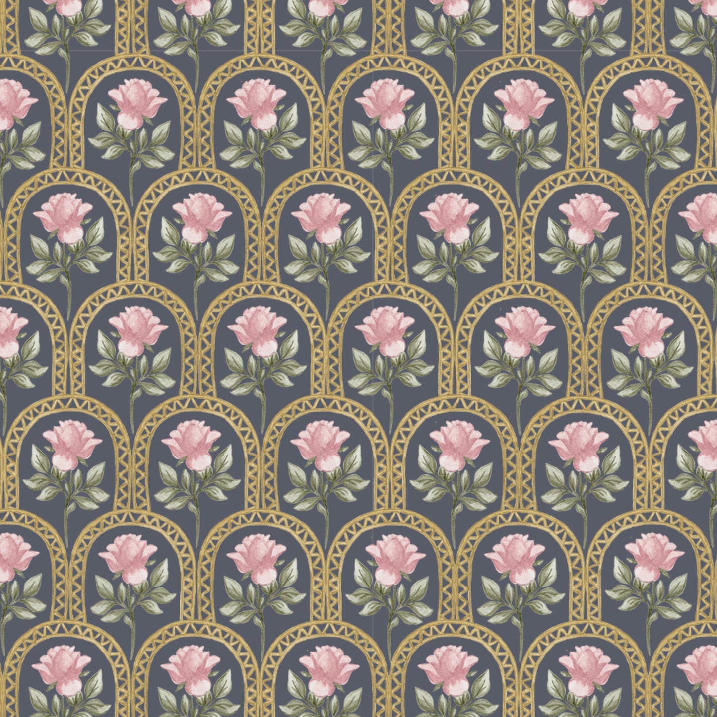 Rose Lineage - Watercolour - Navy