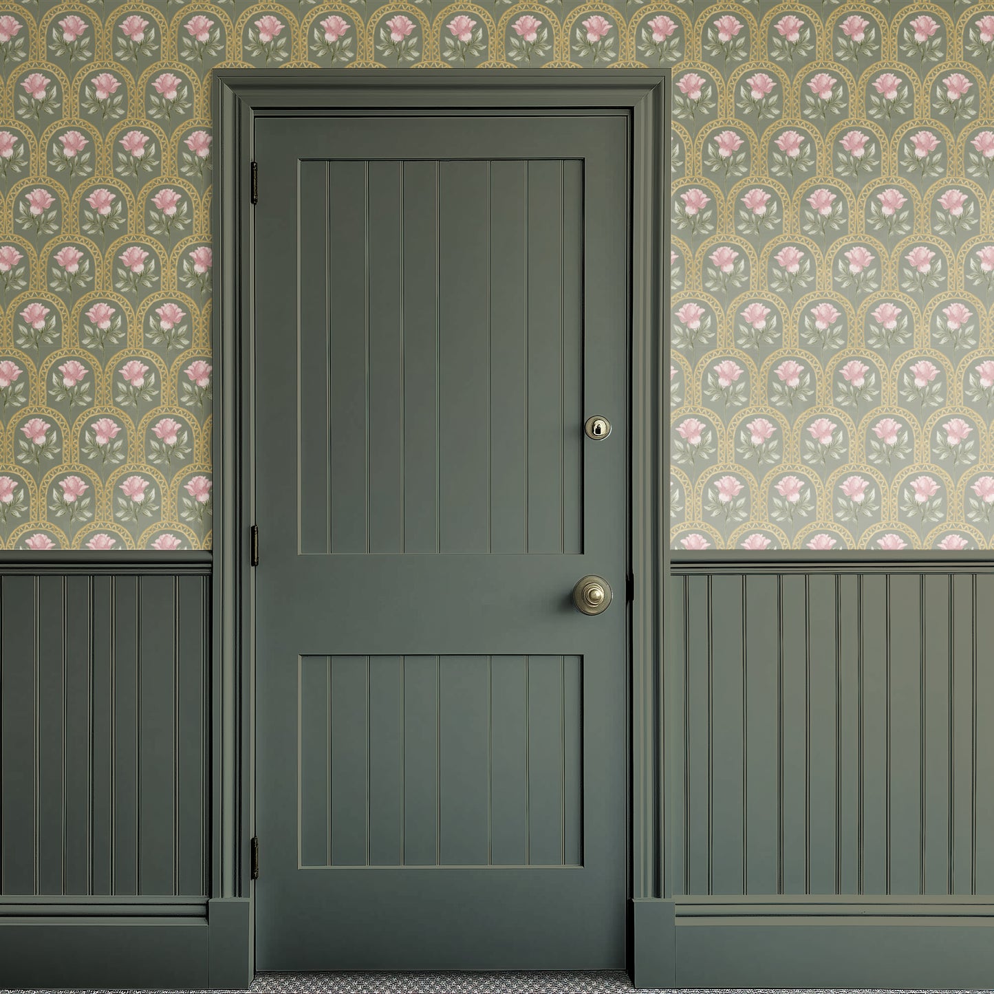 Rose Lineage - Watercolour - Sage Wallpaper
