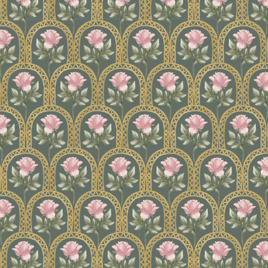 Rose Lineage - Watercolour - Teal Sage