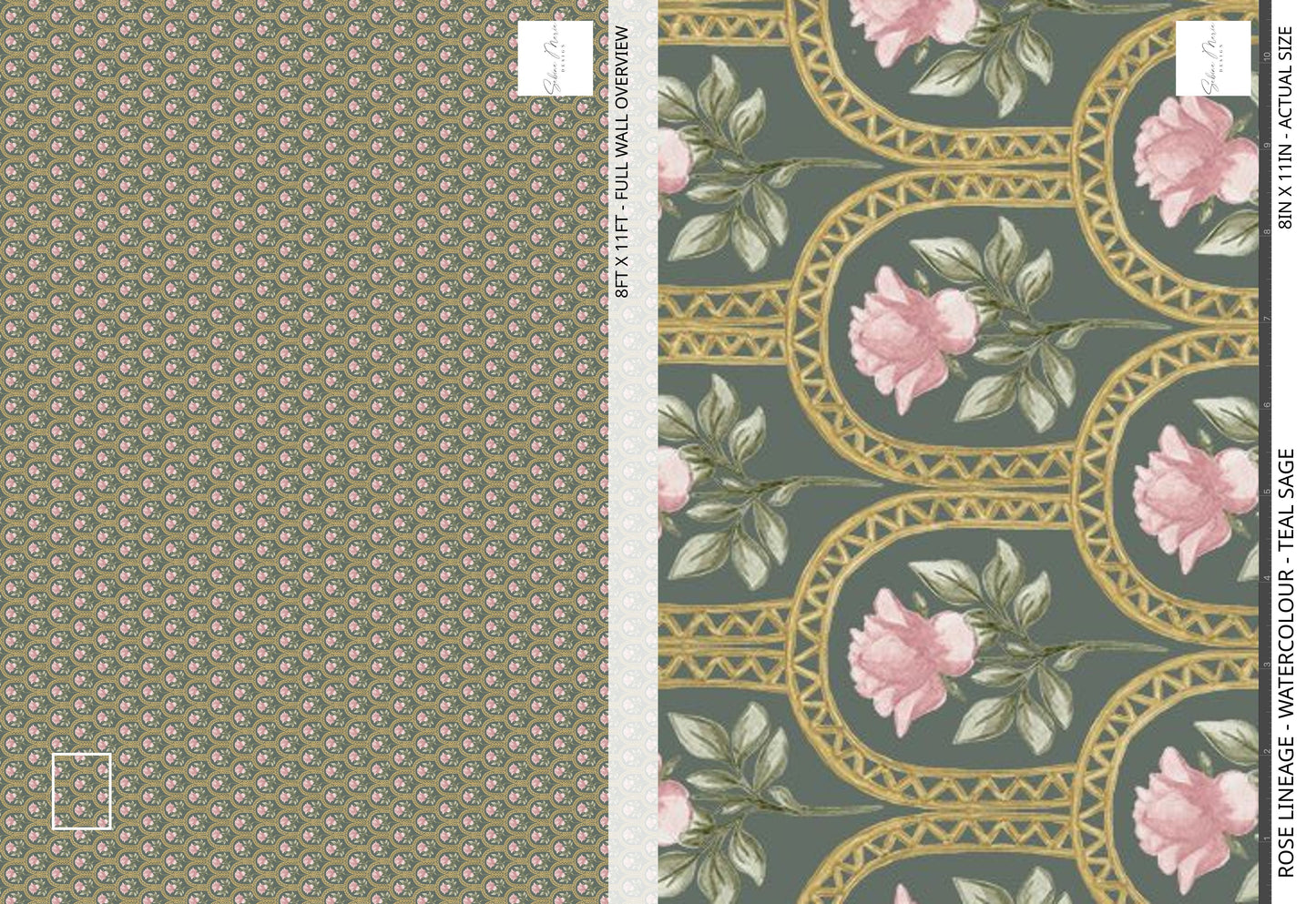 Rose Lineage - Watercolour - Teal Sage