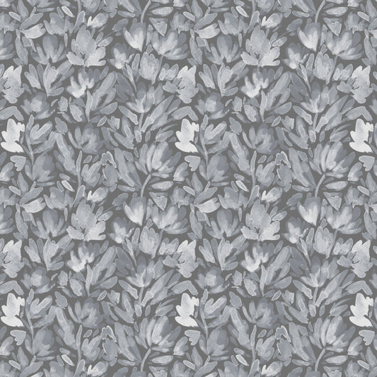 Serene Tulip Vines - Charcoal Grey