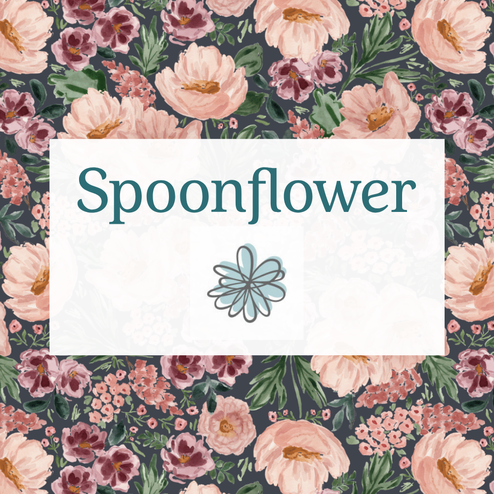 Floral pattern with Spoonflower logo in the center