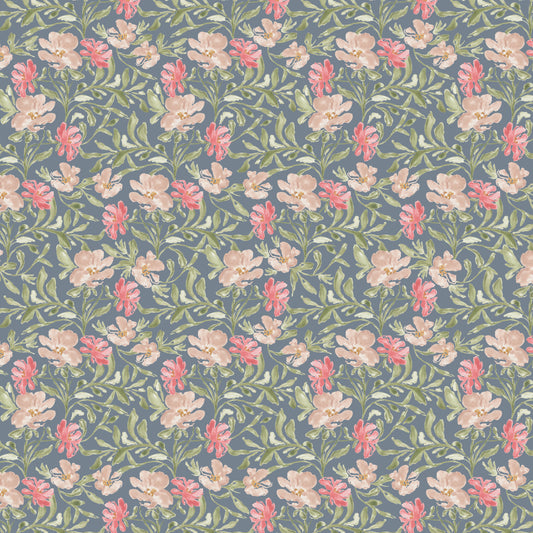 Vintage Floral Vines - Navy