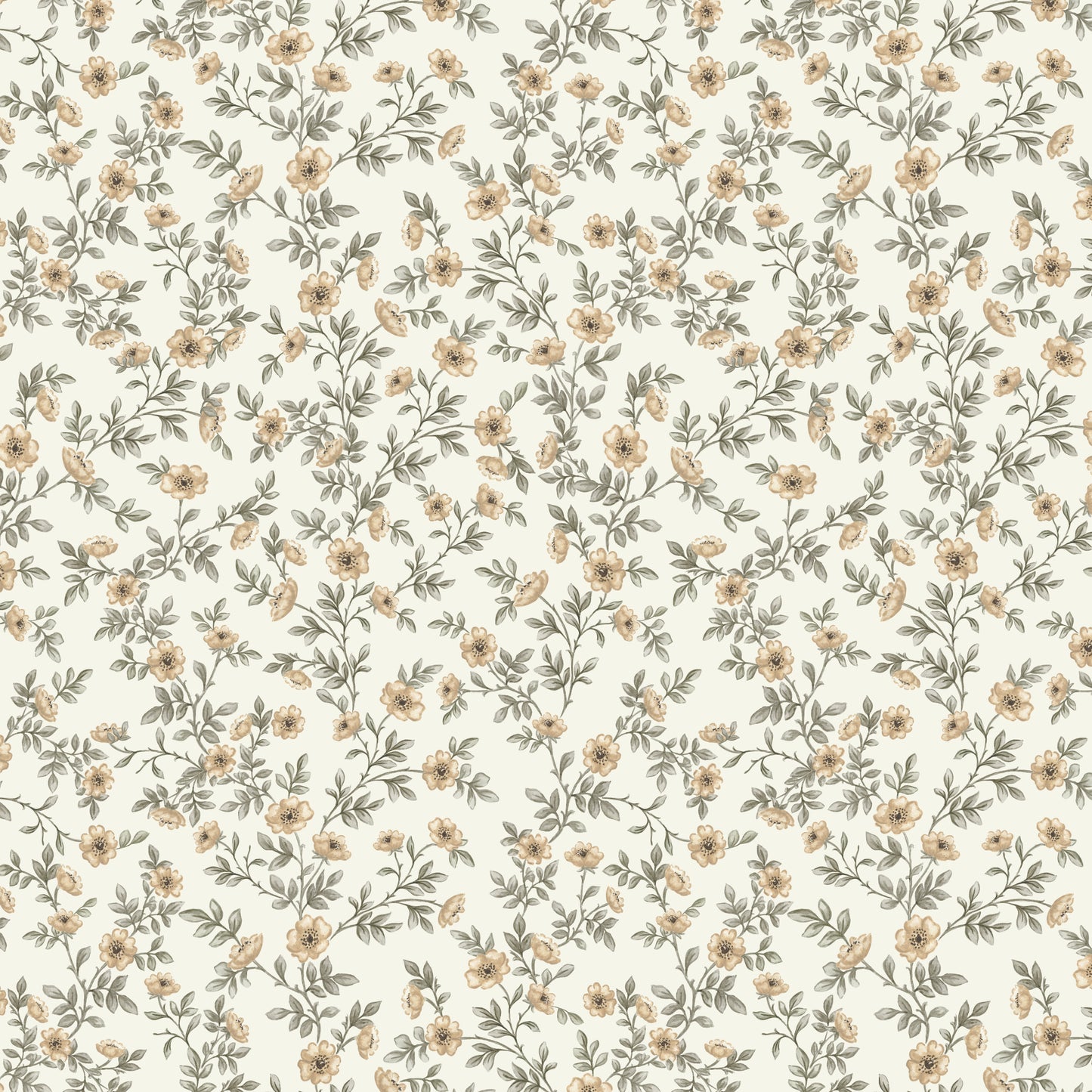 Vintage Rose Vines - Off White - Large Scale
