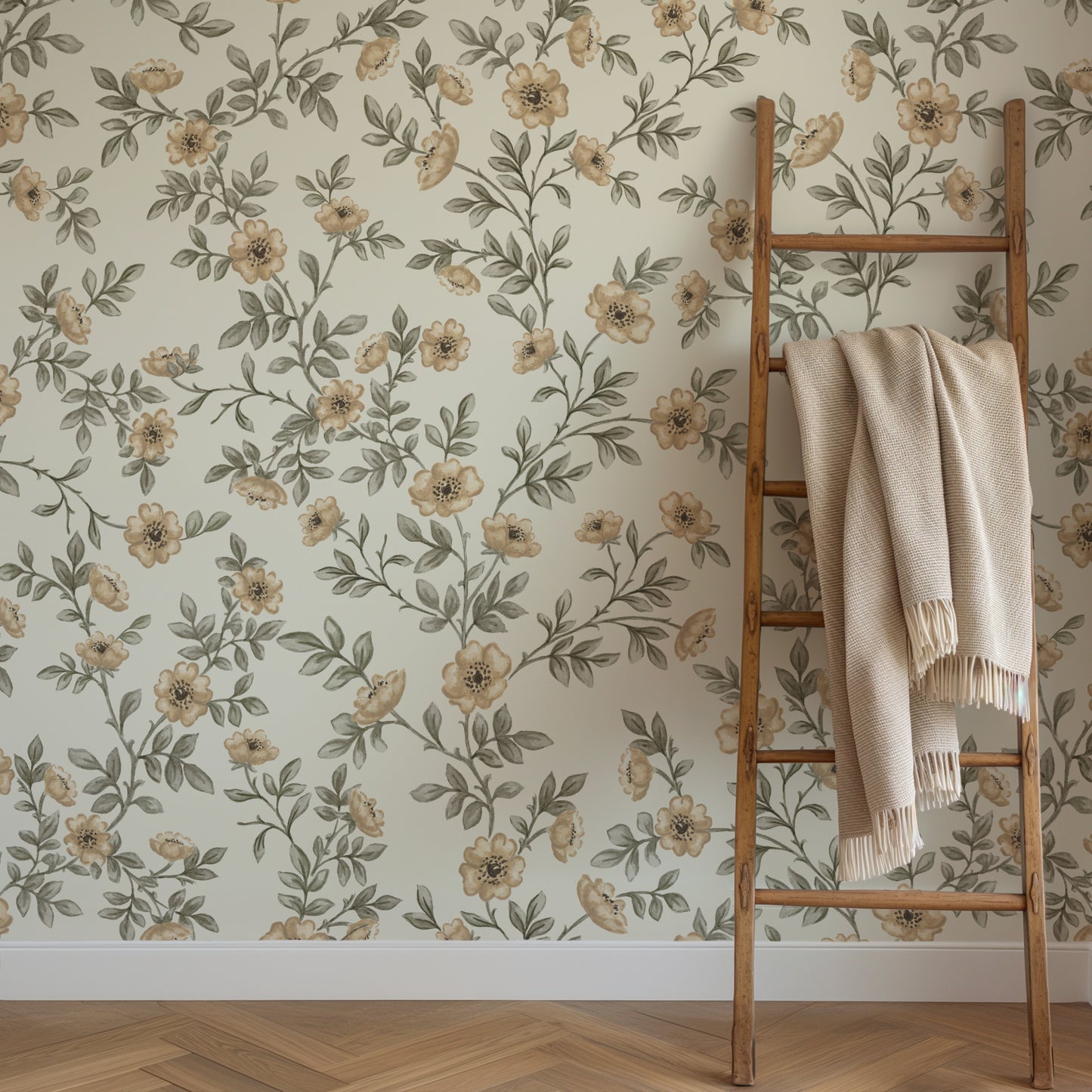 Vintage Rose Vines - Off White - Large Scale