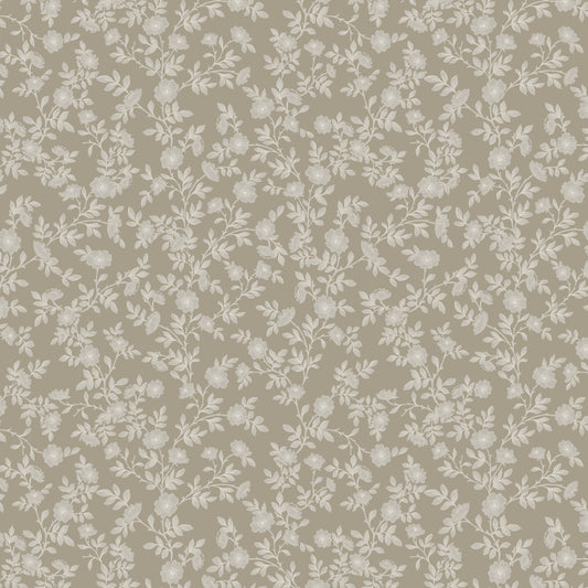 Vintage Rose Vines - Silhouette - Beige - Large Scale