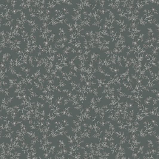 Vintage Rose Vines - Silhouette - Dark Emerald - Large Scale