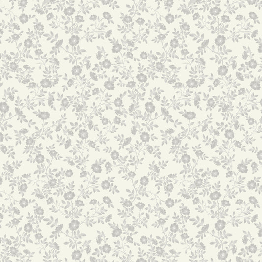 Vintage Rose Vines - Silhouette - Off White - Large Scale