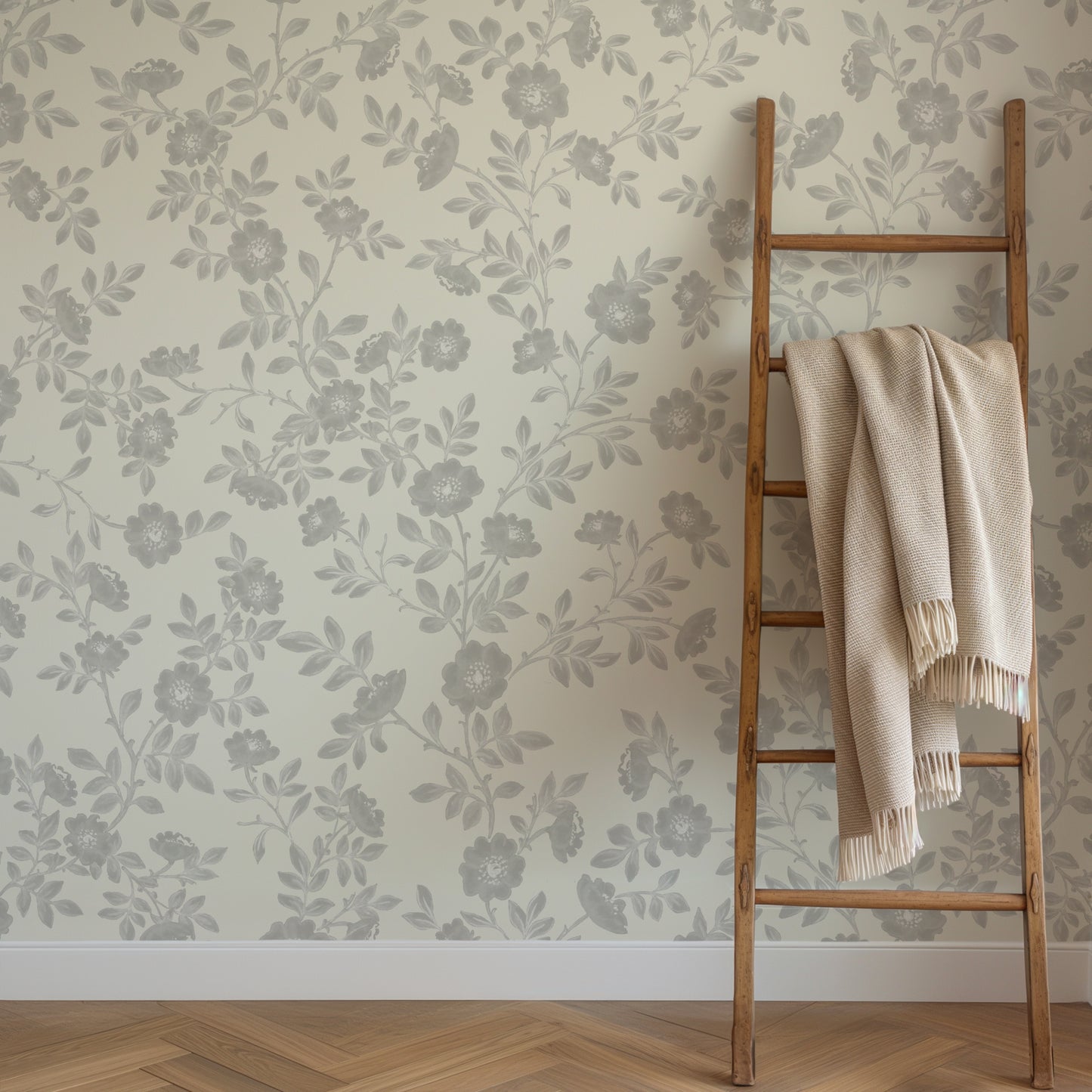Vintage Rose Vines - Silhouette - Off White - Large Scale