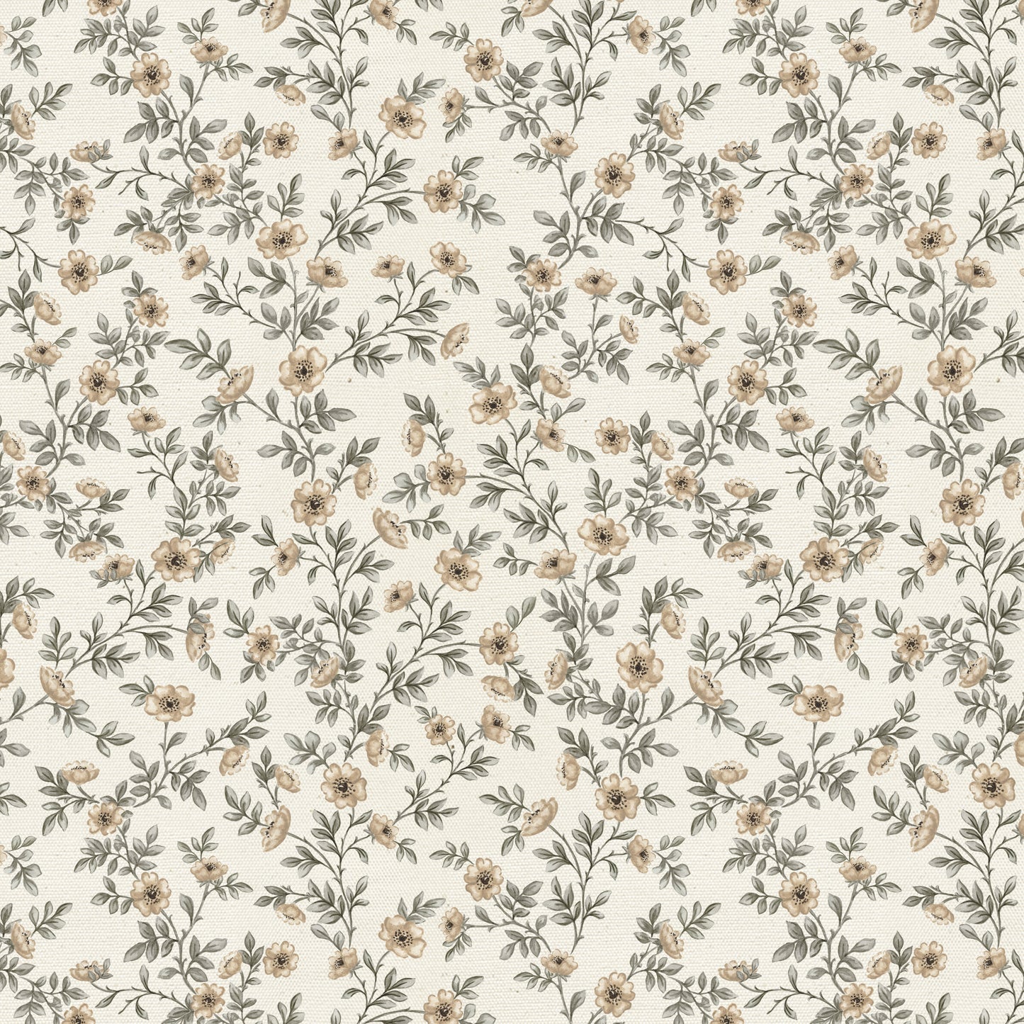 Vintage Rose Vines - Light Canvas - Small Scale