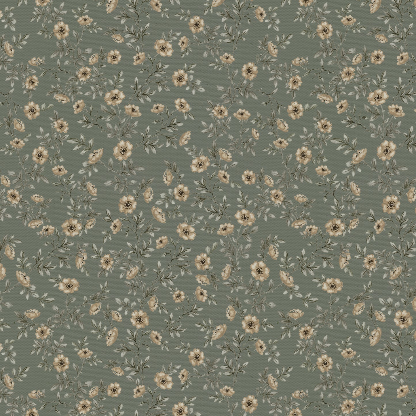Vintage Rose Vines - Sage Canvas - Small Scale
