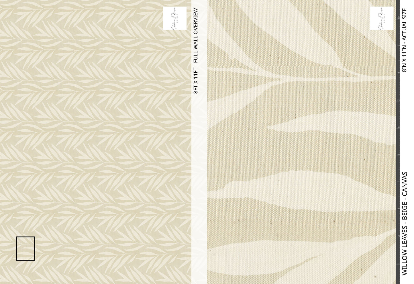 Willow Leaves - Beige - Canvas
