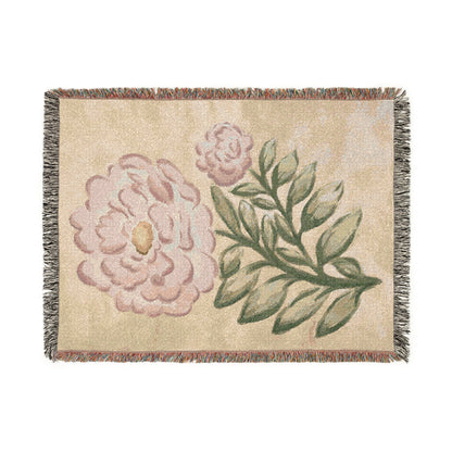 Raleigh Floral Woven Cotton Blanket — Large Floral Pattern Throw