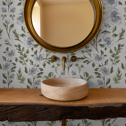 Isabelle Climbing Florals - Off White - Large Scale Wallpaper