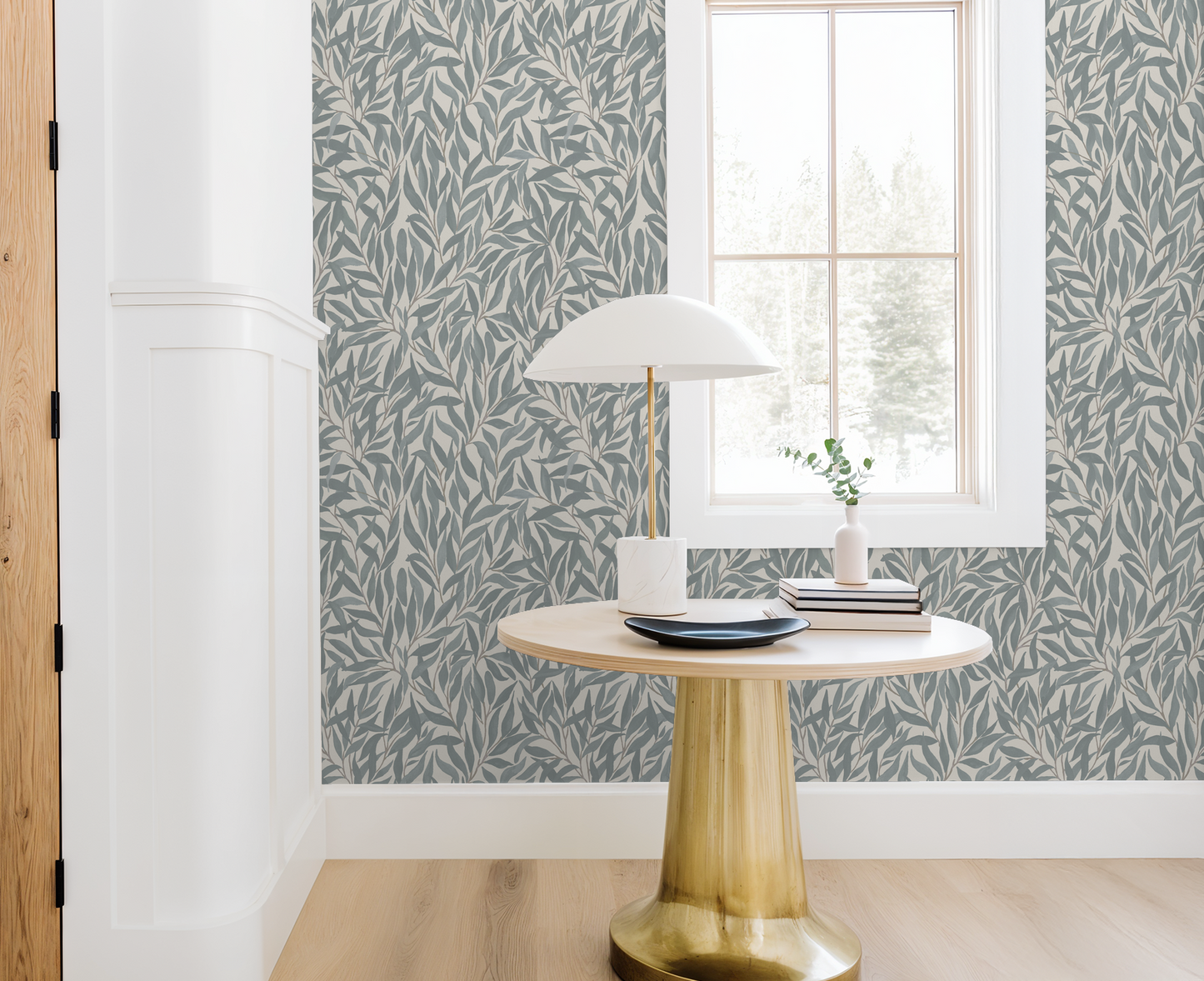 Great Willow - Silhouette - Teal Blue Cream - Smaller Scale