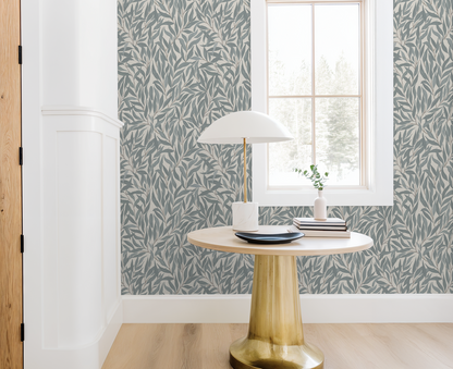 Great Willow - Silhouette - Teal Blue Cream - Smaller Scale