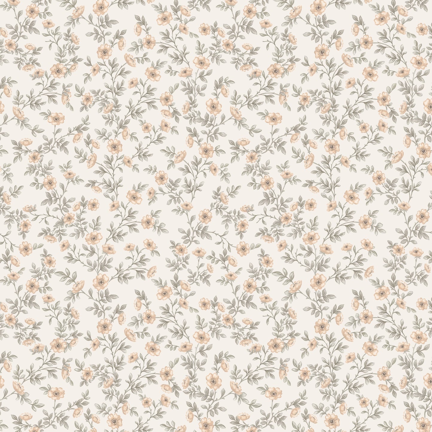 Vintage Rose Vines - Cream - Small Scale