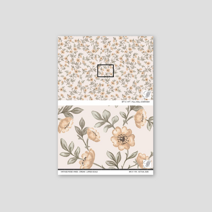 Vintage Rose Vines - Cream - Large Scale
