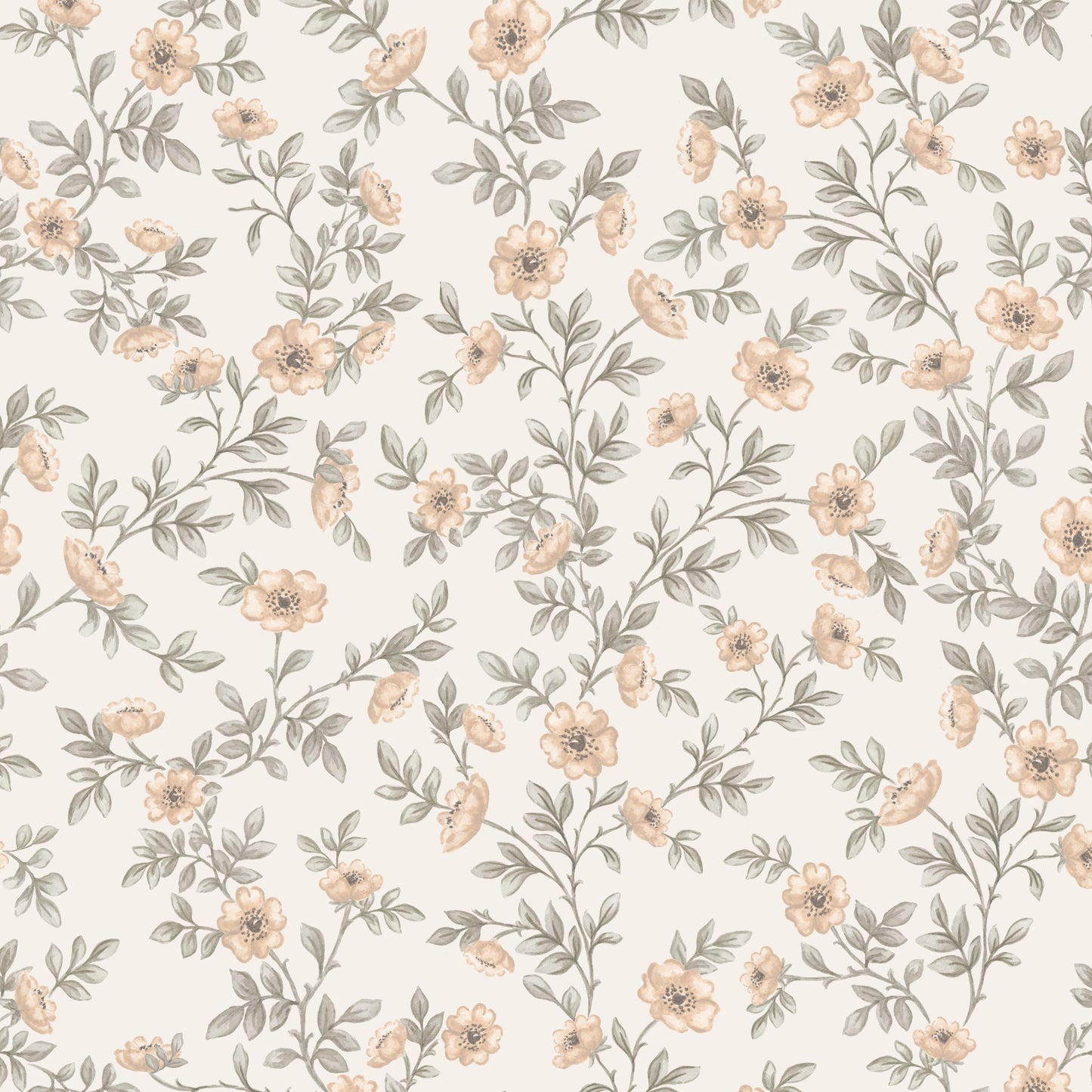 Vintage Rose Vines - Cream - Large Scale