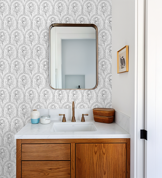 Rose Lineage - Antique Line Art - Black Grey