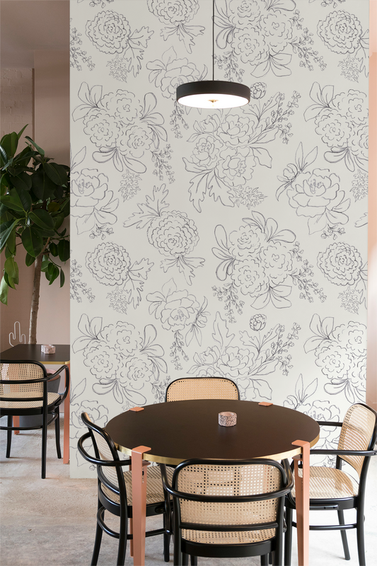 Blaire - Line Art Florals - White