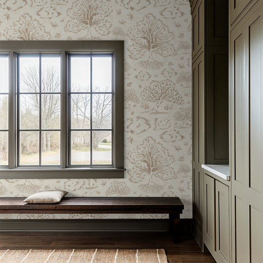 Orchard Folklore Toile - Carmel Ivory Texture