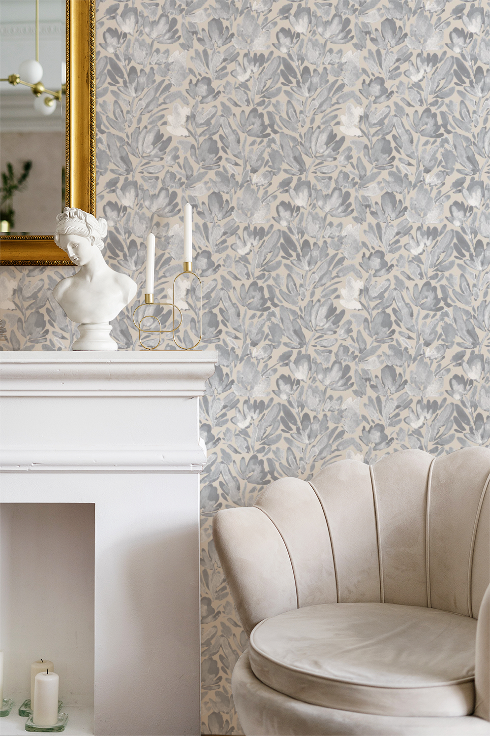 Serene Tulip Vines - Cream