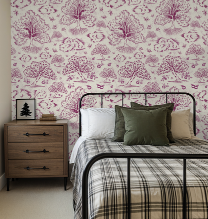 Orchard Folklore Toile - Red Ivory Texture