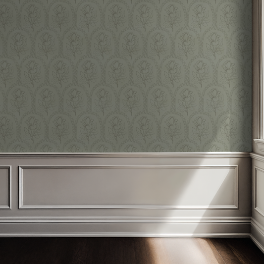 Rose Lineage - Antique Line Art  - Sage Green