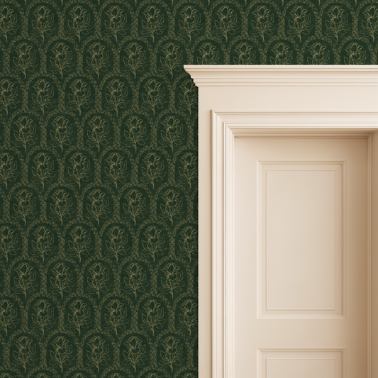 Rose Lineage - Antique Line Art - Gold Green
