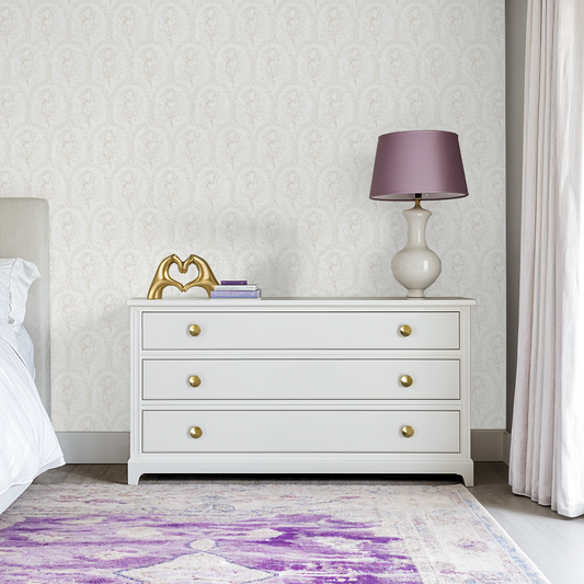 Rose Lineage - Antique Line Art - White Beige