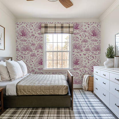 Orchard Folklore Toile - Red Ivory Texture