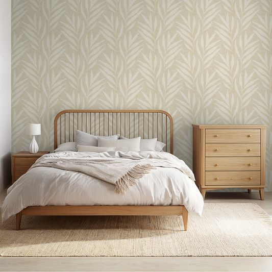 Willow Leaves - Beige - Canvas