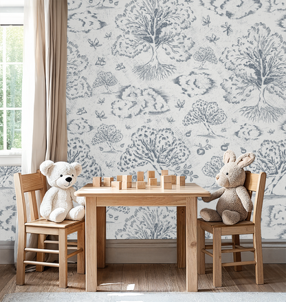 Orchard Folklore Toile- Stormy Blue Texture