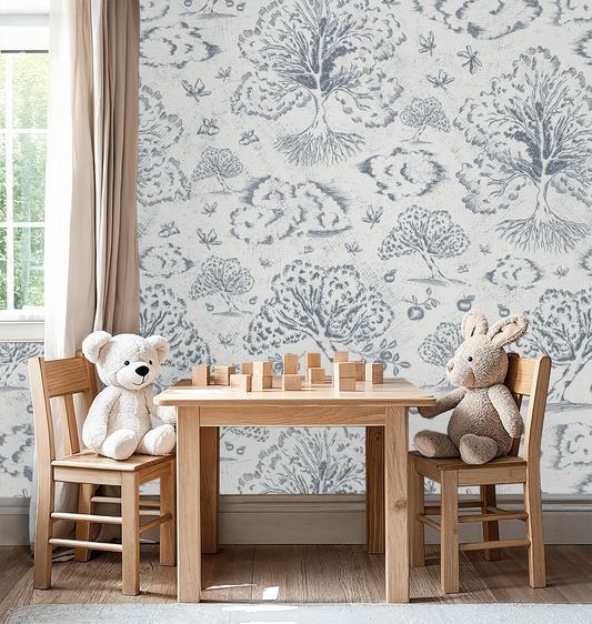 Orchard Folklore Toile- Stormy Blue Texture