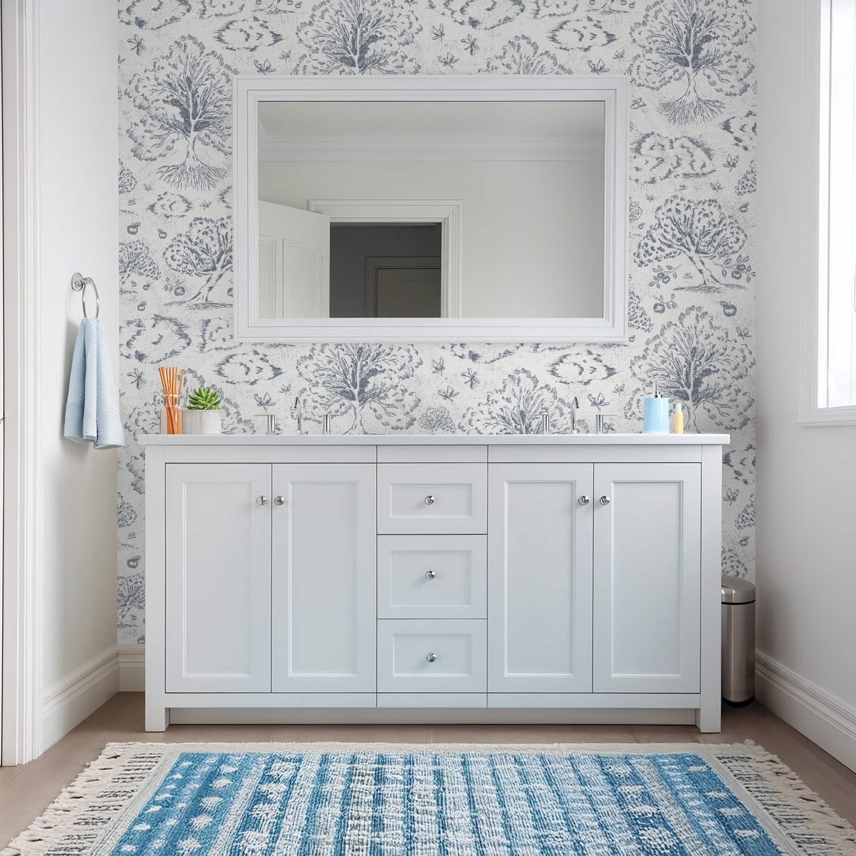 Orchard Folklore Toile- Stormy Blue Texture