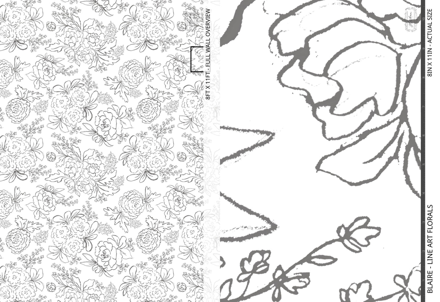 Blaire - Line Art Florals - White