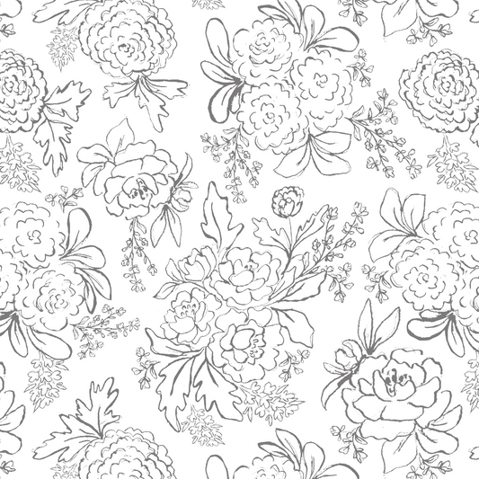 Blaire - Line Art Florals - White