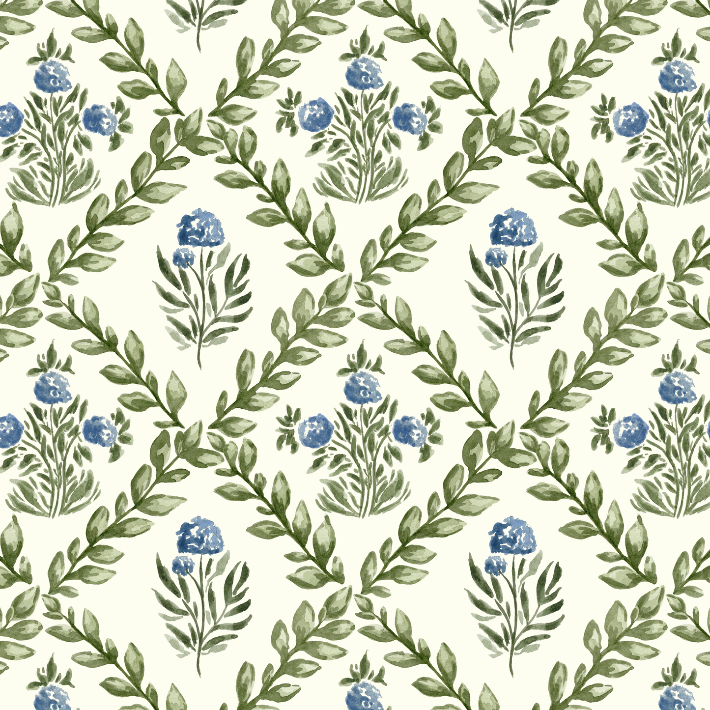 Hydrangea Trellis - Ivory Wallpaper