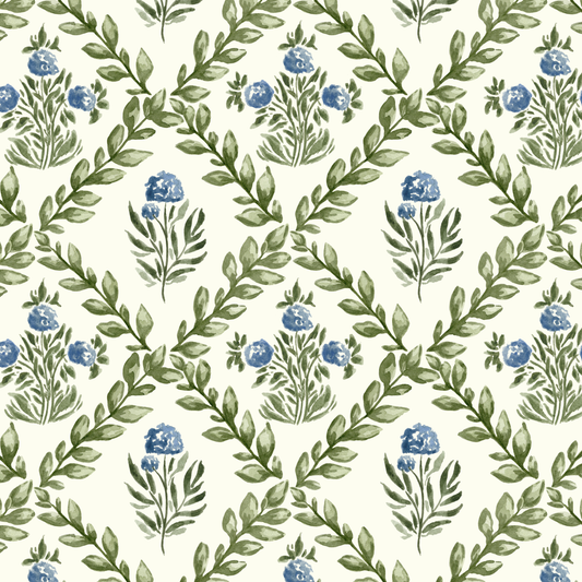 Hydrangea Trellis - Ivory Wallpaper