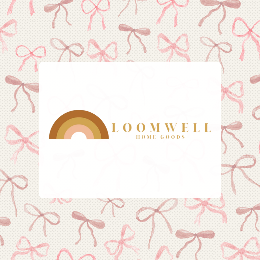 Loomwell x Sabina Maria Design Collaboration, Ozzy boyhood wallpaper, Watercolour Bows wallpaper, and watercolour florals wallpaper.