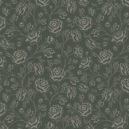 Magdalene Roses - Toile - Deep Forest Green - Large Scale