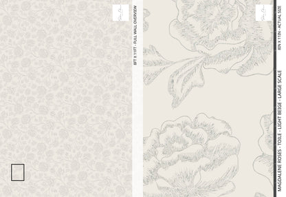 Magdalene Roses - Toile - Light Beige - Large Scale