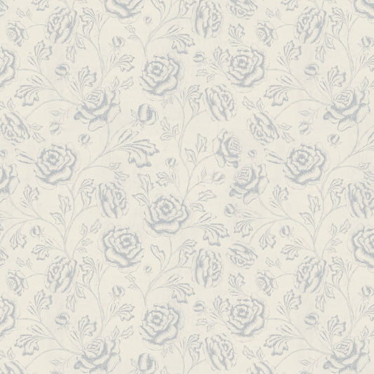 Magdalene Roses - Toile - Vintage Light Blue Ivory - Large Scale