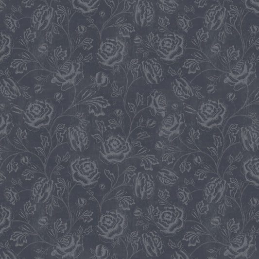 Magdalene Roses - Toile - Vintage Navy Grey - Large Scale