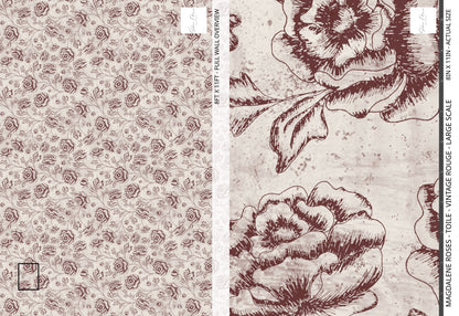 Magdalene Roses - Toile - Vintage Rouge - Large Scale