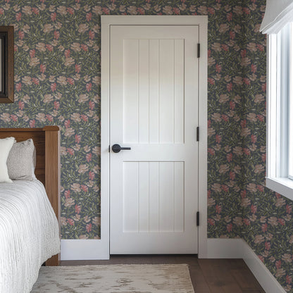 Vintage Floral Vines - Navy